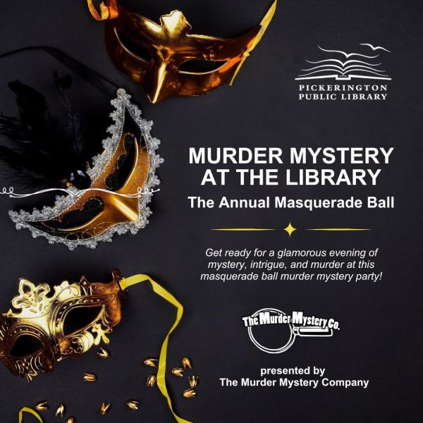 Murder Mystery at the library with masquerade masks