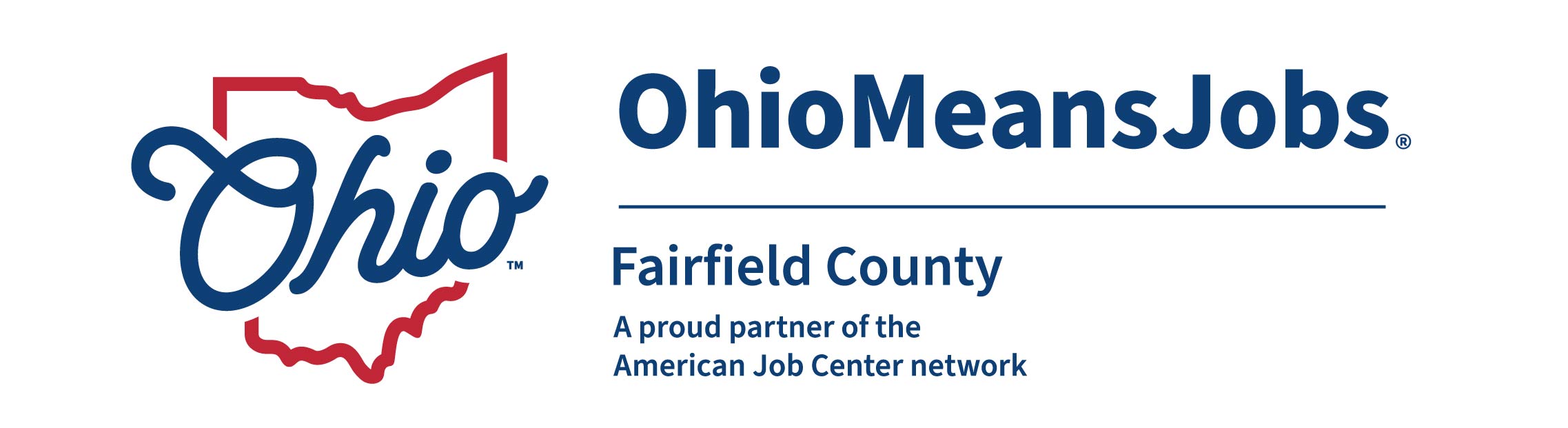 state of Ohio shape with ohio written. Ohio Means Jobs Fairfield County