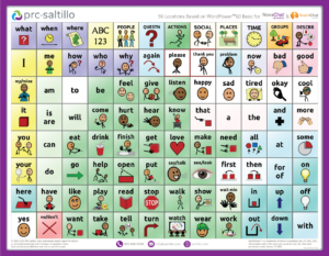 Downloadable communication board with icons for words