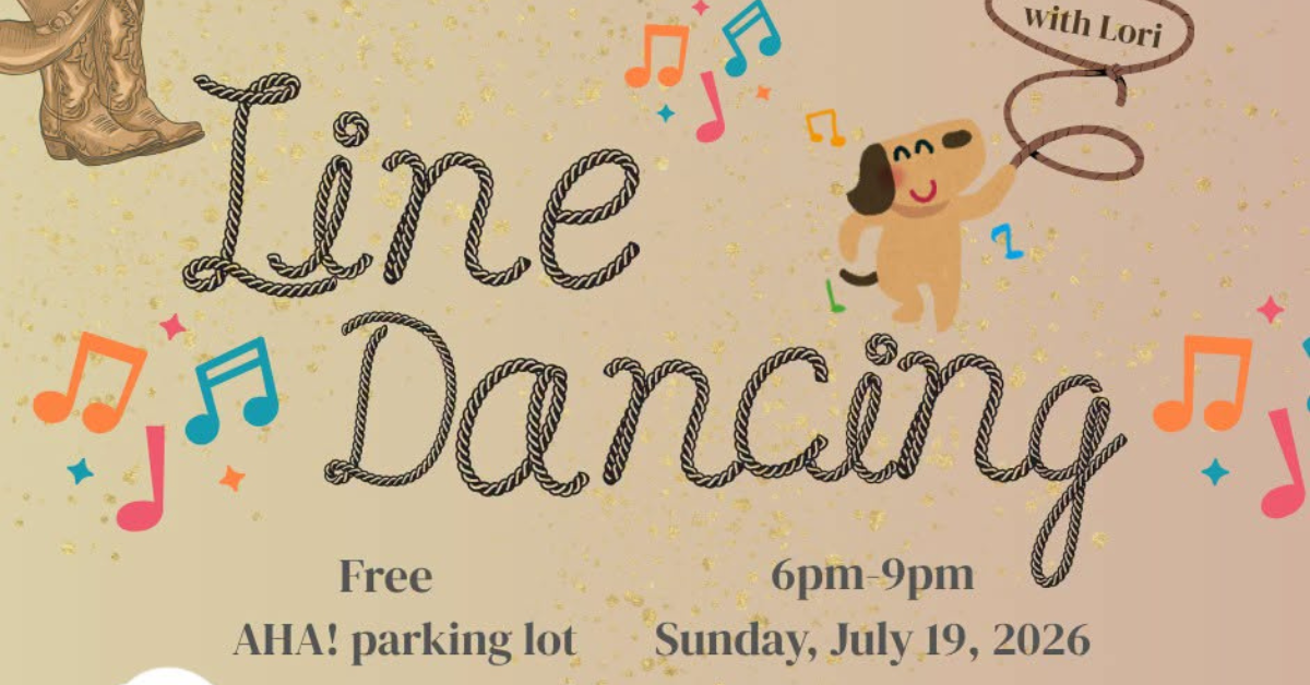 A graphic describing the line dancing event. All information in the graphic is also found in the article.