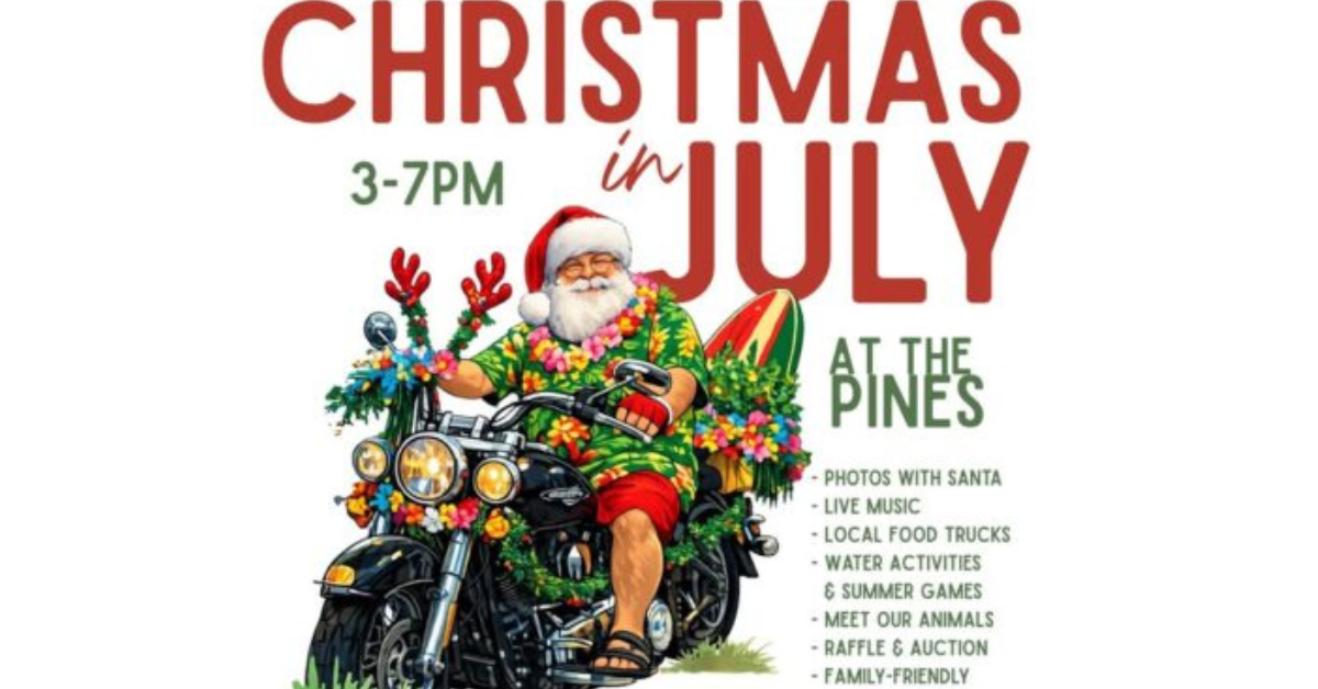 A poster about the Christmas in July event. All information in the poster is in the article.