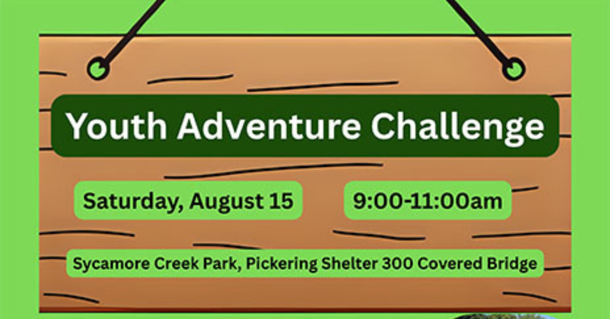 Graphic providing information about the Youth Adventure Challenge. It has multiple photos of children participating in the challenge. All information on the graphic is in the article.